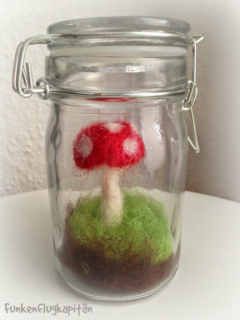 Fliegenpilz im Glas aus Filz