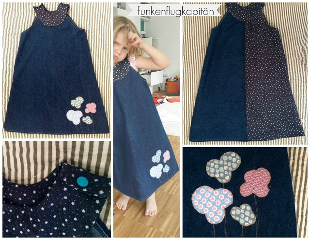 Jeans Kleid mit Blumenapplikation