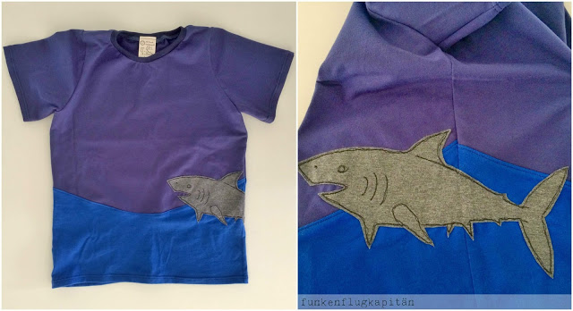 Tshirt aus Jersey für Kinder mit Hai Applikation
