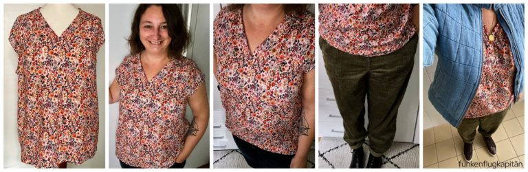Bluse Hjertemusling Snyggli Musselin Blümchen Hose Manchester Pech und Schwefel Cord