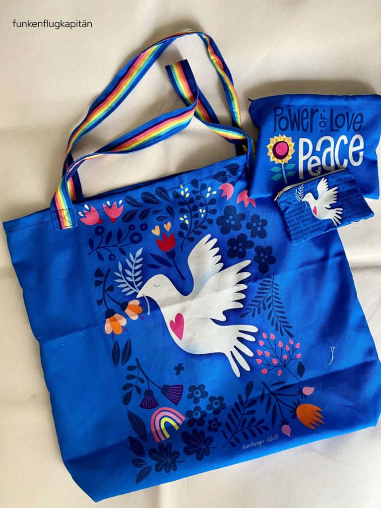 Charity Stoff Albstoffe Hamburger Liebe Tasche Blau