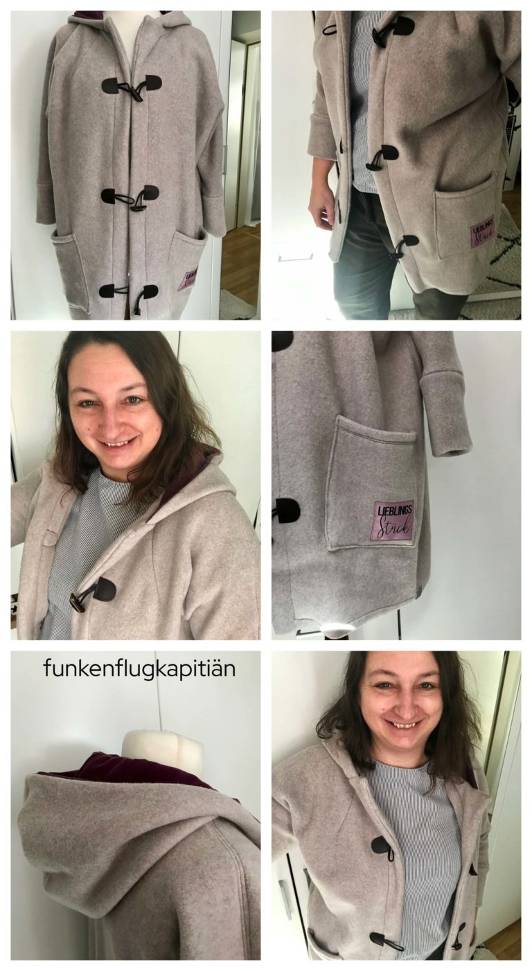 Frau Ava mit Kapuze Baumwollfleece beige