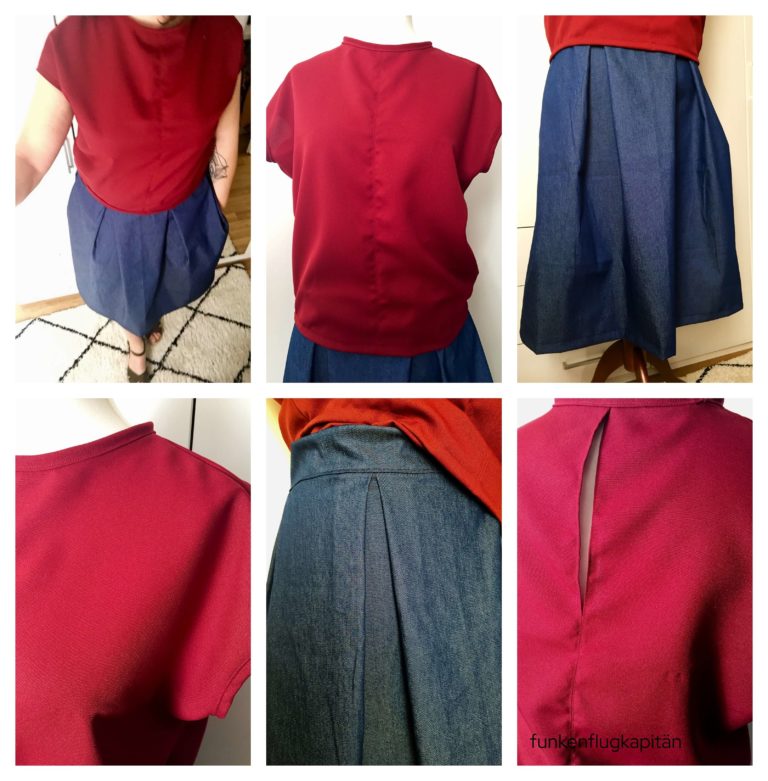 Frau Ilvie Studio Schnittreif rot Jeansrock Blankenese Pech und Schwefelx