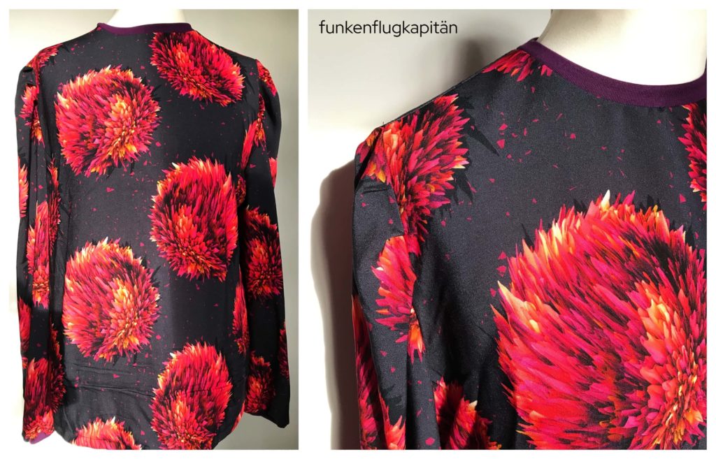 Juni Design Bluse No 18 Viskose dunkelblau rote Blumen