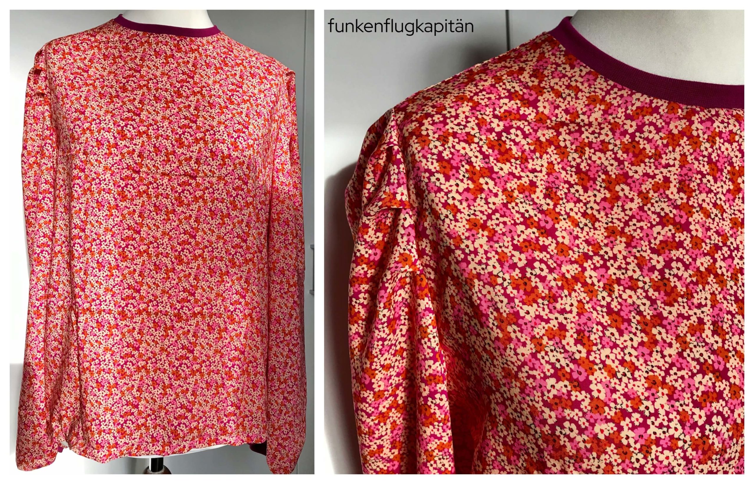 Juni Design Bluse No 18 Viskose rosa Streublumen