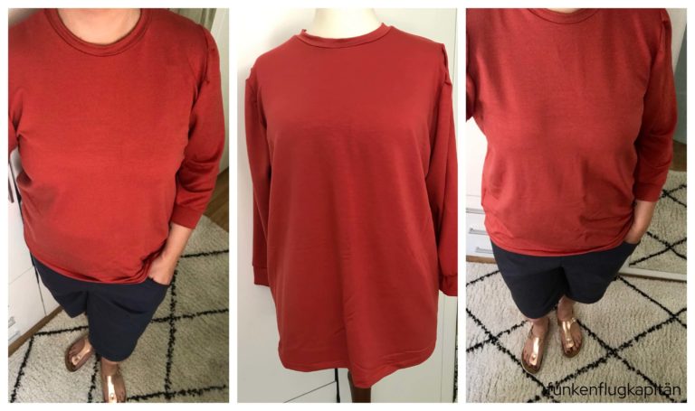 Jusasui Beermuda Leinen blau Langarm Shirt Hedi Näht Frau Calla