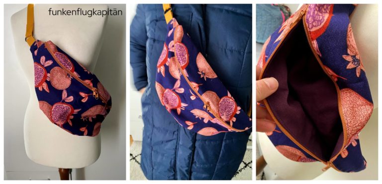 Leni P Punkt Bauchladen Crossbag Canvas blau rosa