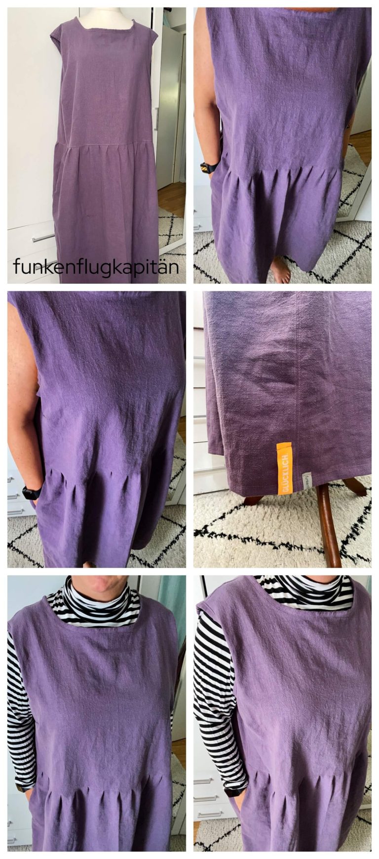 Pinafore Dress Tessuti Fabrics Leinen violett