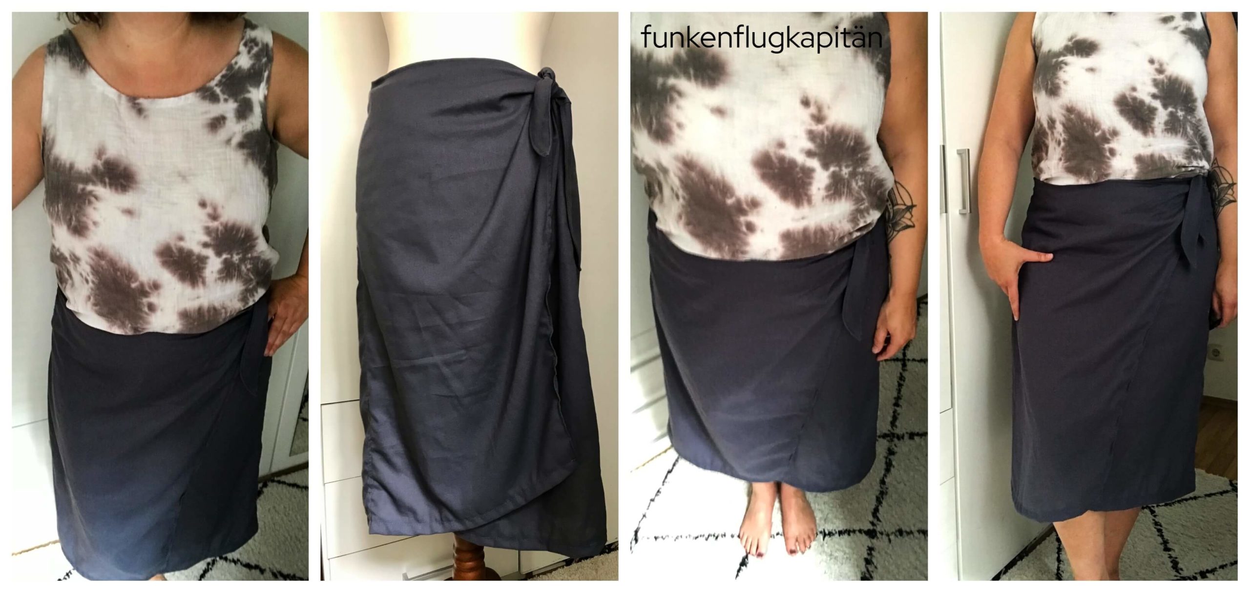 Rona Wrap Skirt Leinen graublau