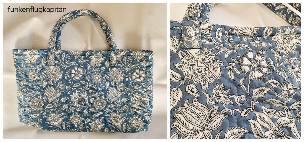 Tasche aus Quiltstoff hellblau