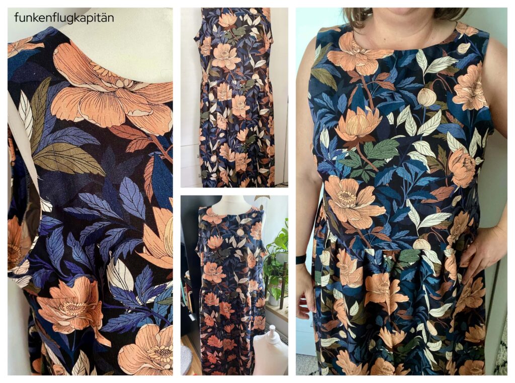 Tessuti Fabrics Pinafore Dress Leinen Viskose blau Blumen