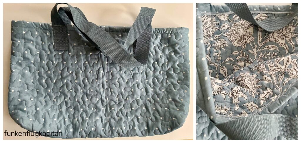 große Tragetasche mit Gurtband blau